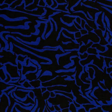 Viscosemengeling zwart met blauwkleurige abstract patroon
